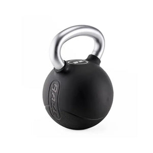 The RAZE Premium Rubber Kettlebell features a smooth black body with an ergonomic chrome handle. The Raze brand logo in raised lettering appears on the side, making it ideal for functional fitness routines. Displayed on a white background.