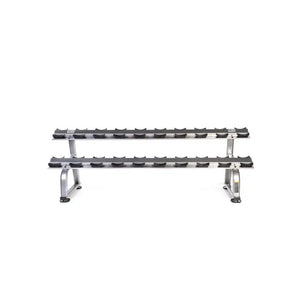 Metal bench with black rubber pads on a white background