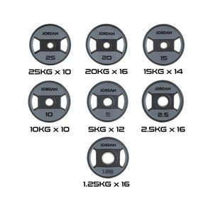 JORDAN Dual Grip Urethane Plates – Premium Olympic Weight Plates with Ergonomic Handles - Home Gym Pro