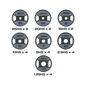 JORDAN Dual Grip Urethane Plates – Premium Olympic Weight Plates with Ergonomic Handles - Home Gym Pro