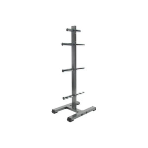 The JORDAN Vertical Weight Plate Storage Tree by Jordan is a sturdy Olympic plate rack with six horizontal pegs, solid base, and upright design to organize plates neatly and maximize storage in home or garage gyms.