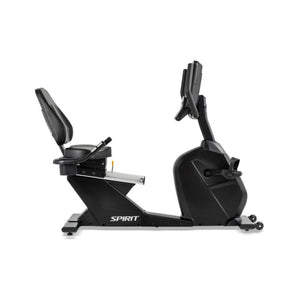 Black exercise bike with 'Spirit' branding on a white background