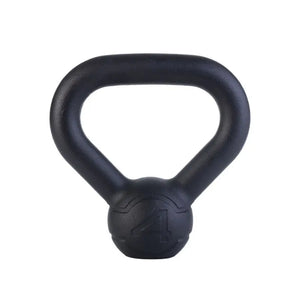 The Jordan JORDAN Cast Iron Kettlebell features a black, rounded body and thick handle with the weight in kg embossed on the front. BSI approved, it's ideal for strength training or home workouts. Shown on a plain white background.
