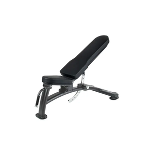 The JORDAN Adjustable Weight Bench by Jordan features black padding, a robust metal frame, and a 10-angle adjustable backrest—ideal for home or studio gyms and built for commercial-quality performance.