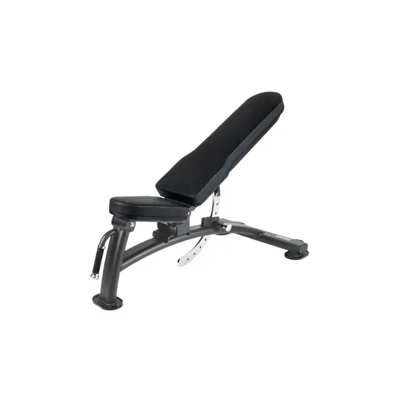 The JORDAN Adjustable Weight Bench by Jordan features black padding, a robust metal frame, and a 10-angle adjustable backrest—ideal for home or studio gyms and built for commercial-quality performance.