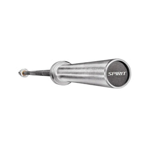 Olympic bar with the "Spirit" brand logo on the end