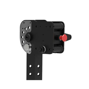 Pair of black J75 Jammer Arms by Jordan, with multiple holes and silver pegs, featuring angled handles and safety arms. Heavy-duty modular attachments for press and pull training. Shown on a white background.