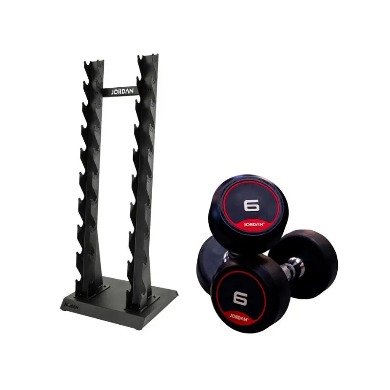 JORDAN Dumbbell Set (2kg–20kg) with Vertical Rack | Space-Saving Storage | Commercial-Grade Jordan