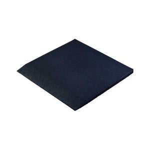 A black, flat JORDAN ACTIV Premium Rubber Gym Flooring mat by Jordan (15mm or 30mm) is shown against a white background, viewed from a low angle.