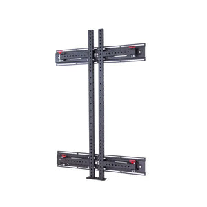 The JORDAN Helix Folding Power Rack (LTR) is a black metal wall-mounted squat rack with adjustable supports and the Jordan brand on both horizontal bars, designed for space-saving home gym strength training.