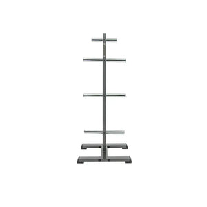 The JORDAN Vertical Weight Plate Storage Tree by Jordan is a sturdy Olympic plate rack with six horizontal pegs, solid base, and upright design to organize plates neatly and maximize storage in home or garage gyms.
