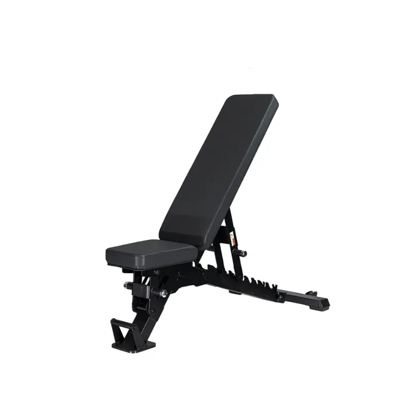 The Jordan JORDAN Adjustable Bench – Flat / Incline / Decline (500kg Rated) features a black padded seat and backrest, sturdy metal frame, and commercial-grade design for strength training. Shown set at an incline on a white background.