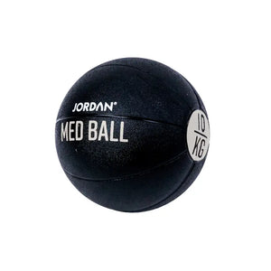 The JORDAN Classic Medicine Ball is a black, durable training tool with “JORDAN” and “MED BALL” in white plus a silver 10 KG panel—ideal for strength workouts and functional training.