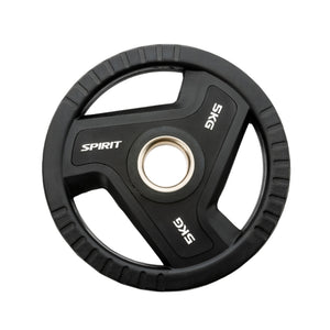 Black weight plate with 'Spirit' branding on a white background