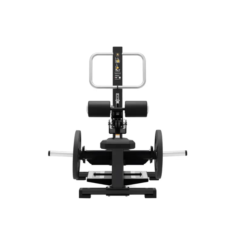 The JORDAN Standing Hip Thrust Machine by Jordan features adjustable rollers, band pegs, and a plate-loaded design, making it ideal for glute training in gyms or fitness centers. Durable black and silver build enhances any workout space.