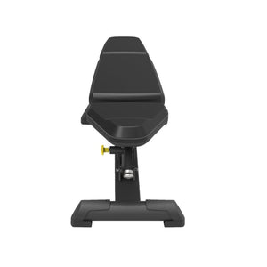 Black adjustable weight bench on a white background