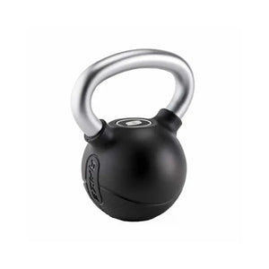 The RAZE Premium Rubber Kettlebell features a smooth black body with an ergonomic chrome handle. The Raze brand logo in raised lettering appears on the side, making it ideal for functional fitness routines. Displayed on a white background.