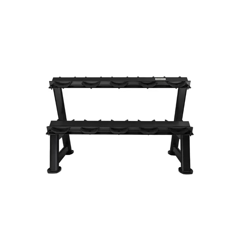 JORDAN Compact 5-Pair Horizontal Dumbbell Storage Rack – Space-Saving 2-Tier Design - Home Gym Pro