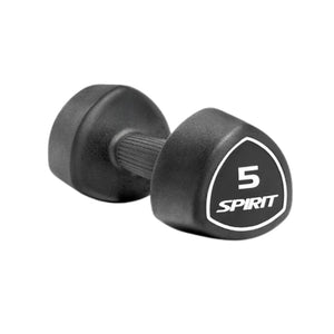 Black dumbbell with 'Spirit' branding on a white background