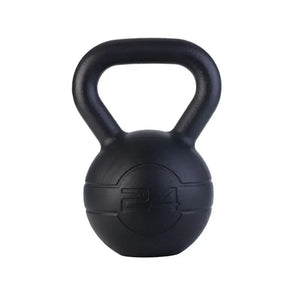 The Jordan JORDAN Cast Iron Kettlebell features a black, rounded body and thick handle with the weight in kg embossed on the front. BSI approved, it's ideal for strength training or home workouts. Shown on a plain white background.