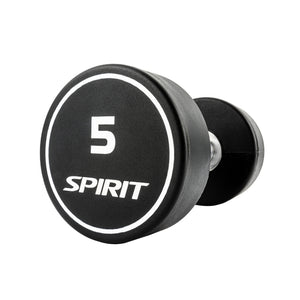 Black dumbbell with '5' and 'Spirit' branding on a white background