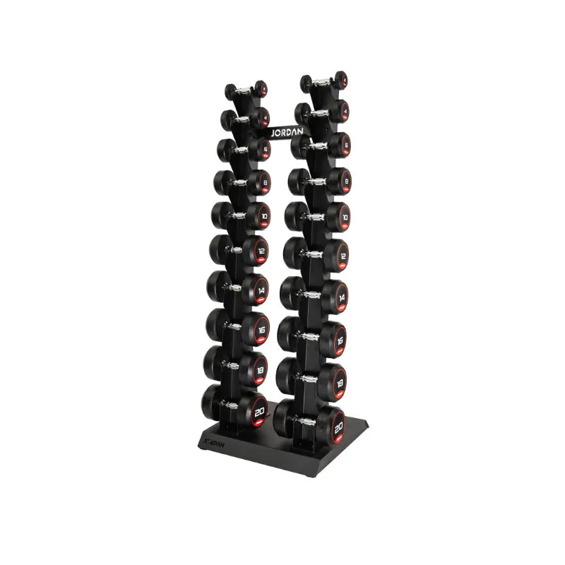 JORDAN Vertical Dumbbell Storage Racks – 10 & 12 Pair Space-Saving Stands - Home Gym Pro