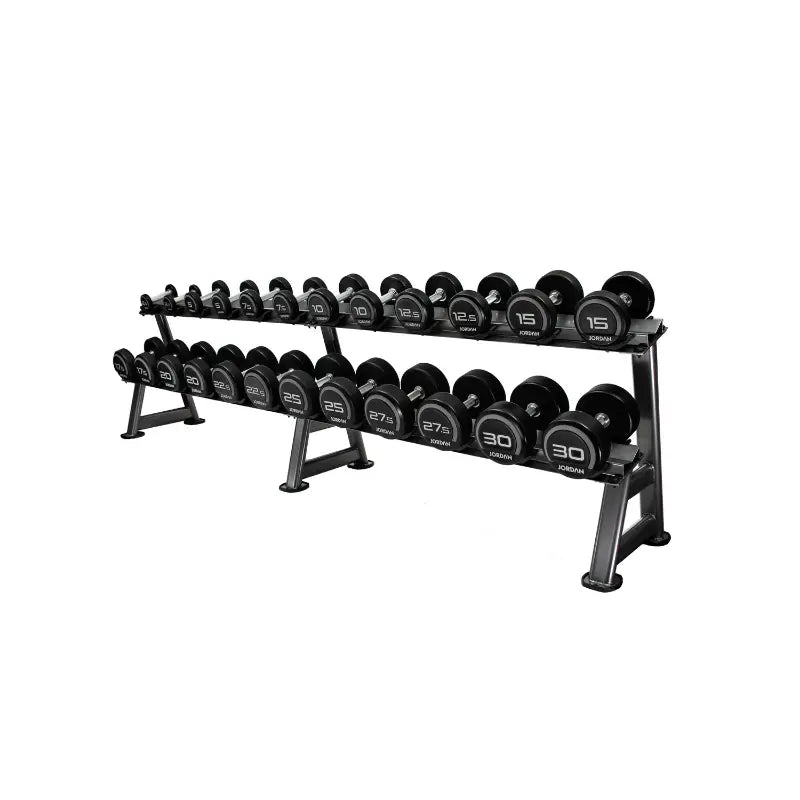 JORDAN 12-Pair Dumbbell Storage Rack – 2-Tier - Home Gym Pro