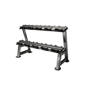 JORDAN Compact 5-Pair Horizontal Dumbbell Storage Rack – Space-Saving 2-Tier Design - Home Gym Pro