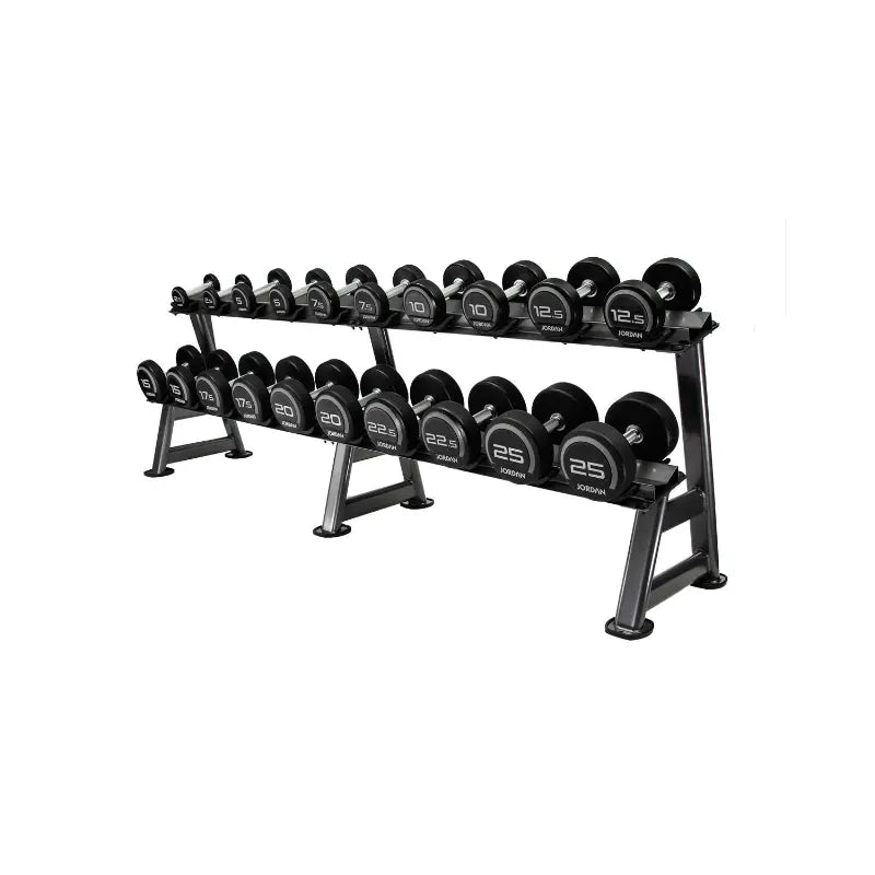 JORDAN 2-Tier Heavy-Duty Steel Dumbbell Storage Rack – 10 Pair - Home Gym Pro