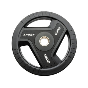 Black weightlifting plate with 'Spirit' branding on a white background