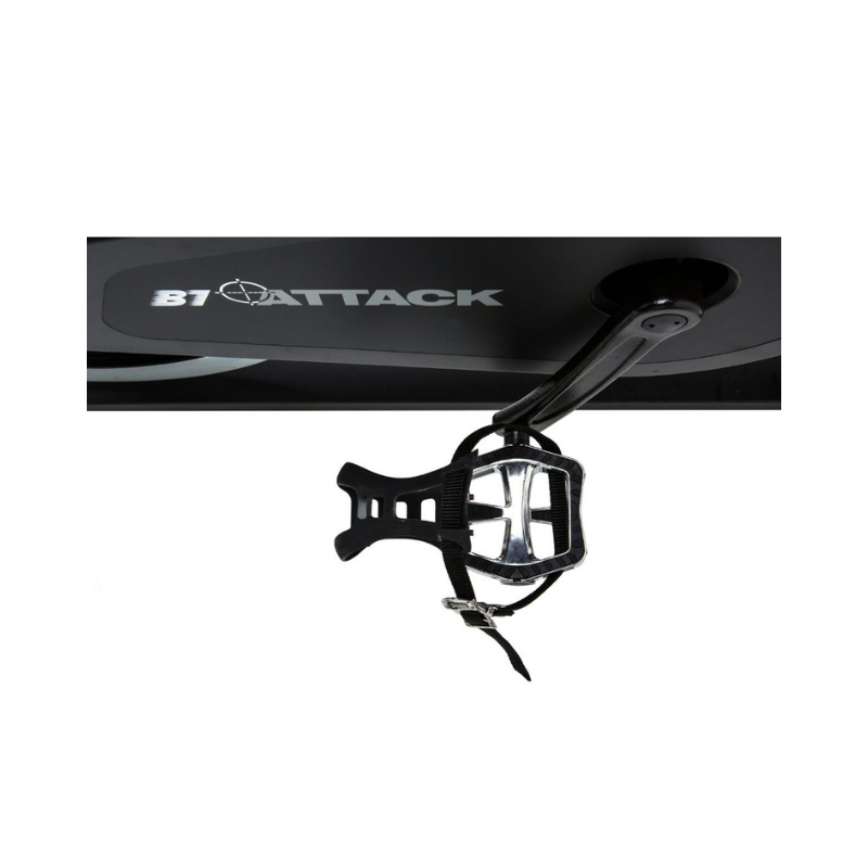 The Attack Fitness B1 Studio Bike is a high-performance indoor cycle with friction resistance, adjustable handlebars and seat, a front flywheel, and sturdy supports—perfect for intense studio workouts.