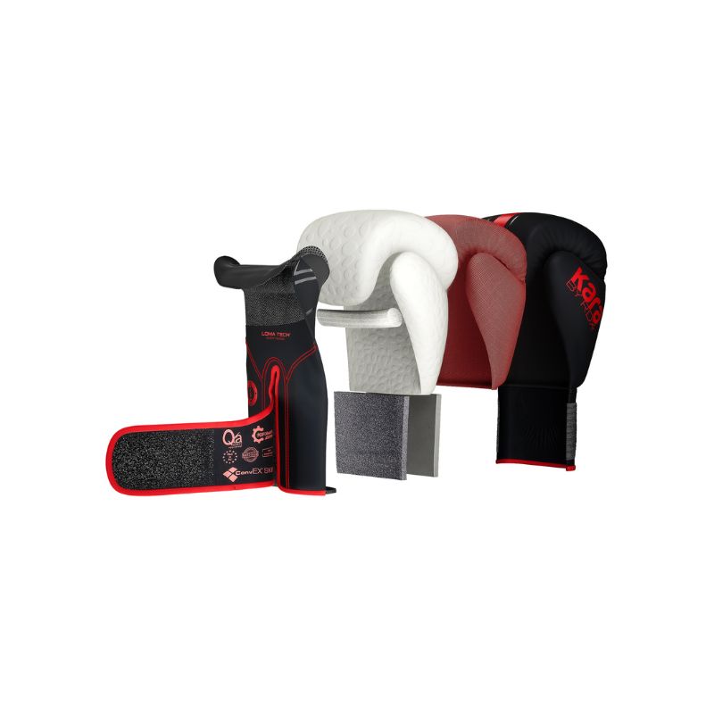 Four different colored and styled shin guards are displayed standing upright in a row against a white background, showcasing their front and side designs.