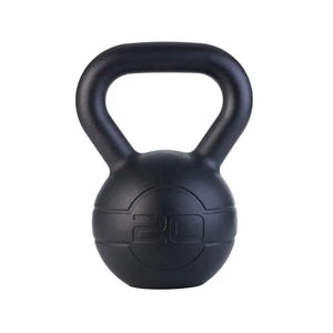 The Jordan JORDAN Cast Iron Kettlebell features a black, rounded body and thick handle with the weight in kg embossed on the front. BSI approved, it's ideal for strength training or home workouts. Shown on a plain white background.