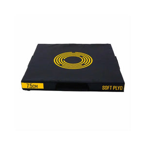 The Jordan JORDAN Soft Plyo Boxes are stackable foam plyometric training platforms in black, available in 7.5cm to 60cm heights with colored labels—ideal for fitness exercises and plyometric workouts.