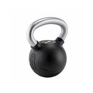 The RAZE Premium Rubber Kettlebell features a smooth black body with an ergonomic chrome handle. The Raze brand logo in raised lettering appears on the side, making it ideal for functional fitness routines. Displayed on a white background.