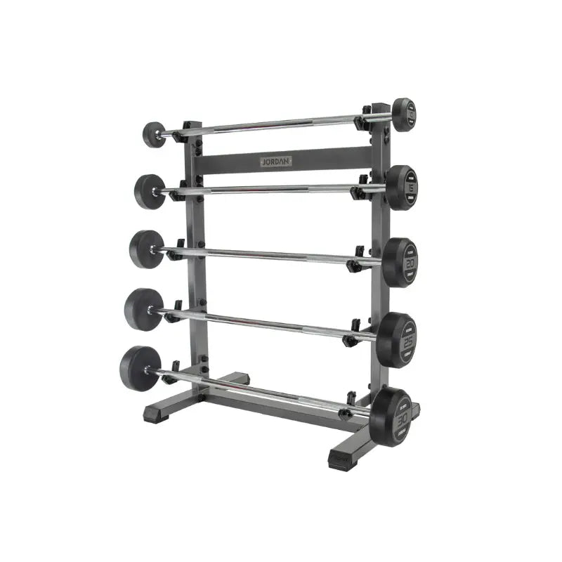 JORDAN Fixed Barbell Rack – Vertical 5-Bar Storage - Home Gym Pro