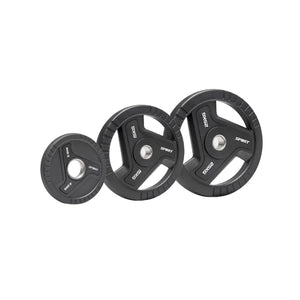 Three black weight plates with 'Sprint' branding on a white background