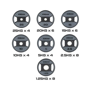 JORDAN Dual Grip Urethane Plates – Premium Olympic Weight Plates with Ergonomic Handles - Home Gym Pro