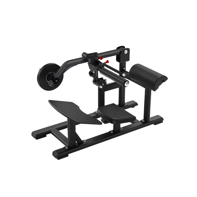 The ATTACK STRENGTH Plate Loaded Hip Thrust – Glute Builder by Attack Fitness features an ergonomic design with a padded seat, angled foot platform, and thigh support for targeted lower leg strength and glute activation.