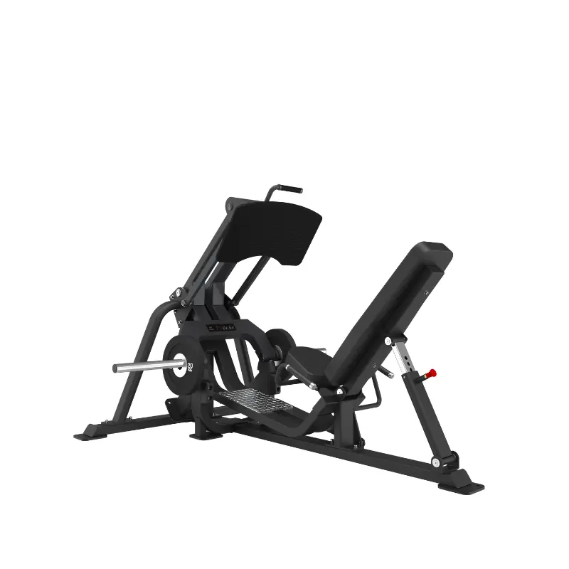 The ATTACK STRENGTH Plate Loaded Lever Leg Press by Attack Fitness is a commercial lower body machine featuring a padded seat, backrest, footplate, and handles—ideal for effective leg training in any gym.