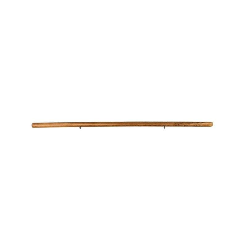 A sleek, narrow wooden wall shelf by Hegren, ideal for organizing HEGREN Pilates Tower & Cadillac Resistance Stick accessories, mounted horizontally against a white background.
