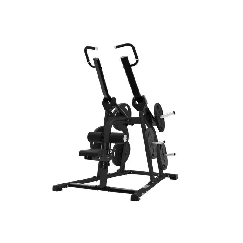 The JORDAN Iso‑Lateral Lat Pulldown by Jordan is a black commercial back isolation machine featuring two vertical handles and padded supports—perfect for building back strength in any gym.