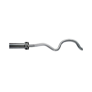 A close-up of the Jordan Steel Series Super Curl Bar – a 1200mm Olympic barbell with a wavy, ergonomic grip for biceps and triceps – is shown isolated on a white background.