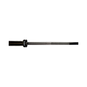 The Jordan Black Olympic "Shadow" Bar – a 7ft, titanium-coated barbell (20kg, 215K PSI, 900kg capacity) with knurled grip and black weight collar – is shown against a white background, ideal for powerlifting.