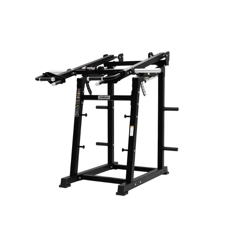 The Jordan JORDAN Viking Press – Overhead Shoulder & Tricep Strength Trainer is a black gym machine with padded handles and robust frame, ideal for dips, pull-ups, and Viking Press to build upper body strength. Shown on a white background.