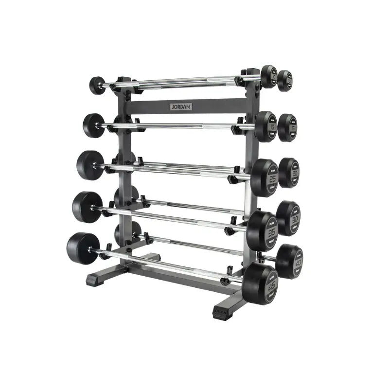 JORDAN Fixed Barbell Rack – Vertical 5-Bar Storage - Home Gym Pro