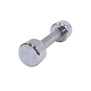 A single JORDAN Chrome Dumbbell by Jordan, featuring a sleek, chip-resistant finish and "JORDAN 2" engraving, perfect for any home gym, displayed on a plain white background.