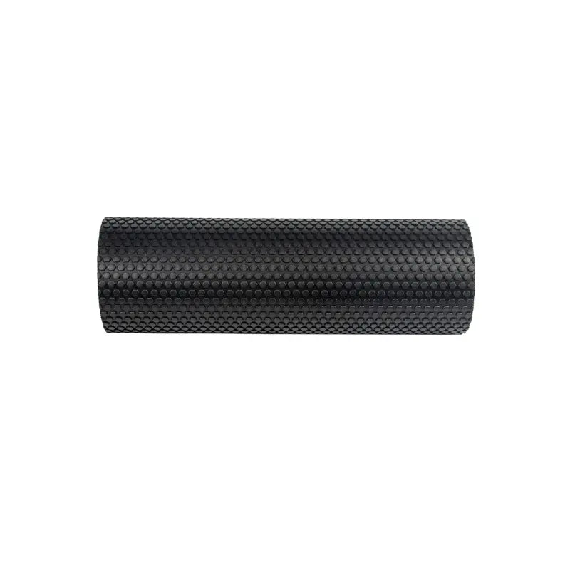 The Jordan Recovery Foam Roller features a black, cylindrical textured rubber design, perfect for light massage and injury rehab—ideal for those seeking gentle relief similar to handlebar grips.