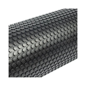 The Jordan Recovery Foam Roller features a black, cylindrical textured rubber design, perfect for light massage and injury rehab—ideal for those seeking gentle relief similar to handlebar grips.