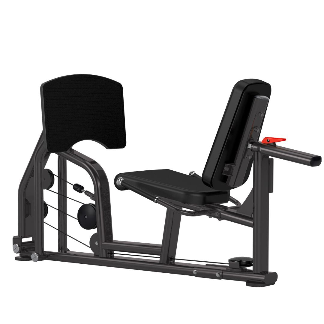 Experience full-body workouts with the MYO Strength - 3 Stack Multi Gym. This multi-station home gym system includes attachments for leg extensions, lat pulldowns, and bench presses. Elegantly designed in black and gray, it features adjustable seats and comfortable padding.